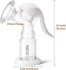 NCVI Manual Breast Pump for Breastfeeding Small Nipple, 20mm Silicone Soft Flange Single Hand Held Pump Breast Milk 4oz, BPA-Free with Two Kinds of Suction Adjusted Suitable for 17/18/19/20mm Nipples by TinyTreasures Baby Boutique