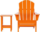 WO Home Furniture Adirondack Chair Table Set of 2 PCS Outdoor Folding Chair w Side Table Weather/UV Resistant for Lawn, Garden, Bon Fire, Balcony (Orange) by GreenHaven Gardens