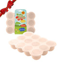 Samuelworld Baby Food Storage Container, 12 Portions x 2.5oz - BPA Free Silicone Freezer Tray with Clip-On Lid for Breast Milk Storage, Homemade Baby Food, Vegetable & Fruit Purees - Brown by TinyTreasures Baby Boutique