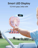 SWEETFULL Portable Stroller Fan with Display 4000mAh Battery Powered Mini Clip On Fan, 4-Speed Rechargeable Small Personal Cooling for Baby Car Seat Crib Travel - Pink by TinyTreasures Baby Boutique