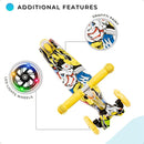 Maxi Scooter for Kids Ages 6-12 Lean-to-Steer 3 Wheel Scooter for Kids Ages 6-12 PU Light-Up Wheels Kids Scooter Adjustable Height Light Weight Aluminum Scooters T-Bar Colorful Design Printed by TinyTreasures Baby Boutique