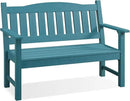 Psilvam 2-Person Outdoor Memorial Bench, All-Weather Poly Lumber Garden Bench, Rot-Resistant Outdoor Patio Bench for Park,Porch,and Church (Blue) by CozyNest Decor