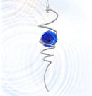 Gazing Ball Spiral Tail Wind Spinner with Sea Blue Crystal Orb, Wind Spinners Stabilizer with Hanging Swivel Hook, Sun Catcher Rainbow Maker Indoor & Outdoor Decoration Garden Gift 13" Height by GreenHaven Gardens