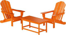WO Home Furniture Adirondack Chairs Table Set of 3 PCS Outdoor Folding Chairs Coffee Table Weather/UV Resistant for Lawn, Garden, Bon Fire, Balcony (Orange) by GreenHaven Gardens