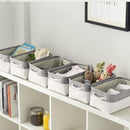 Basket for Organizing Cube Stgorage Bin - Small 6 Pack Fabric Storage Cubes Collapsible Baskets for Shelves with Rope, Bins for Organization Closet Cloth Toy Laundry Canvas (Grey&White 12x8x5.2 inch) by TinyTreasures Baby Boutique
