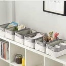 Basket for Organizing Cube Stgorage Bin - Small 6 Pack Fabric Storage Cubes Collapsible Baskets for Shelves with Rope, Bins for Organization Closet Cloth Toy Laundry Canvas (Grey&White 12x8x5.2 inch) by CozyNest Decor