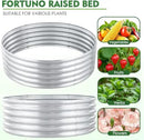 FORTUNO 2 Pcs 2 Ft Round Raised Garden Bed Box Galvanized Metal Outdoor Flower Bed Steel Patio Ground Planter for Planting Vegetables and Herbs, Silver by GreenHaven Gardens
