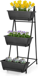 Vertical Garden Planter 3 Tier Raised Garden Bed Freestanding Elevated Raised Planter Boxes Outdoor Herb Planter Stand with Removable Tray on Patio Balcony Porch Grey by GreenHaven Gardens