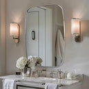 ANDY STAR Polished Chrome Mirror, 24x32 Oblong Bathroom Mirror for Vanity with Stainless Steel Metal Frame, Silver Oval Mirror Modern Anti Rust Wall Mounted by CozyNest Decor