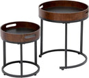 Nesting Coffee Table Set of 2, Small Round Stacking Side Table Set with Metal Frame, Nesting Tables for Living Room Bedroom Office Balcony (Wood, 2) by CozyNest Decor