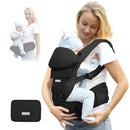 FRUITEAM Baby Carrier Newborn to Toddler 6 in 1 Hip Waist Stool with Head and Lumbar Support, Safety - Certified Hip Seat Carrier, Adjustable & Removable Baby Carrier for All Seasons, Black by TinyTreasures Baby Boutique
