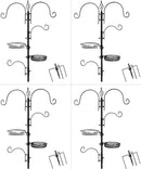 Ashman Deluxe Bird Feeding Station (4 Pack) Bird Feeders for Outside - Multi Feeder Pole Stand Kit with 4 Hangers, Bird Bath and 3 Prong Base for Attracting Wild Birds - 22 Inch Wide x 92 Inch Tall. by GreenHaven Gardens
