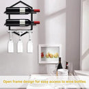 Wall Mounted Wine Stemware Rack, Metal Hanging Wine Glass Display Holde Holds 3 Cups 2 Bottles, Elegant Storage for Kitchen Dining Room Bar Wine Cellar (Black 1) by CozyNest Decor