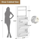 Shoe Storage Cabinet with 3 Flip Drawers, Narrow Shoe Cabinet with 9 Hooks Coat Rack, Freestanding Slim Shoe Storage Organizer for Entryway, Hallway, Entrance, Bedroom, Living Room, White by CozyNest Decor