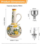 Ceramic Olive Oil Dispenser Bottle 23oz with Handles, Hand Painted Multi-Use Oil Cruet & Flower Vase, Decorative Stoneware Kitchen Cruet with Stainless Steel Spout for Oils, Sauces, Vinegar (C) by CozyNest Decor