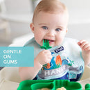 Bumkins Baby Utensils Set, Chewtensils Silicone Spoons for Dipping, Self-Feeding, Baby Led Weaning, Trainer Learning, First Stage Eating, Soft Practice Fork and Spoon, Babies 6 Months, Jade Green by TinyTreasures Baby Boutique