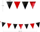 Red Black Party Decoration Metallic Fabric Triangle Pennant Banner Flag Bunting Garland for Graduation Halloween Birthday Wedding Bachelorette Anniversary Las Vegas Casino Poker Pirate Party Supplies by GreenHaven Gardens