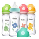 YOHKOH Natural Glass Baby Bottle with Natural Response Nipple, Newborn Anti-Colic Baby Bottles, Wide Neck Mushroom Cap Baby Bottle, Clear (8.8oz (Pack of 4), Multicolour) by TinyTreasures Baby Boutique