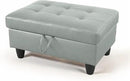 Ottoman Rectangular Storage Ottoman Bench, Faux Leather Footrest, Coffee Table, Stool Footstool with Hinged Lid for Living Room, Bedroom, Entryway, Gray, 35"x23.5"x17.5" by CozyNest Decor