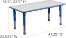 Flash Furniture Wren 23.625''W x 47.25''L Rectangular Blue Plastic Height Adjustable Activity Tables with Grey Tops, Set of 6 by CozyNest Decor