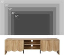 ORRD 63'' TV Stand, Modern TV Console Table Wave Panel Television Stands Entertainment Media Center with Storage Compartment and Sliding Door for Living Room (Natural) by CozyNest Decor