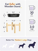 Ceramic Slow Feeder Dog Bowls Elevated, 3 Cups Raised Dog Bowl with Wooden Stand for Medium Large Breed to Slow Down Eating, Puzzle Food Bowl,Black by CozyNest Decor
