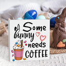 Rustic Farmhouse Easter Country Home Office Coffee Tables Desk Decor Coffee Bar Some Bunny Needs Coffee Sign Cubicle Shelf Tiered Tray Decor Gift Ideas 5 X 5 Inch by CozyNest Decor