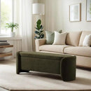 ROCTY Green Boucle Storage Bench - 50" Sherpa End of Bed Ottoman with Seating and Storage for Bedroom, Entryway, Living Room, Vanity or Makeup Room - Teddy Fabric by CozyNest Decor