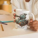 Personalized Unique Steampunk Tank Design Mug, Custom Mechanical Tank Art Coffee Cup 11oz, White Mug Gift For Mechanic Enthusiasts, Custom Name Ceramic Cup 11oz Or 15oz, Kids Mug by CozyNest Decor