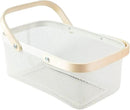 Portable Garden Harvest Basket-Mesh Design Natural Bamboo Handle Wire Storage Baskets,Mesh Basket with Handle Organize Items Reduce Space Occupation,Suitable for Kitchen,Garden,Picnic(White) by GreenHaven Gardens