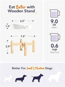 Ceramic Elevated Slow Feeder Dog Bowl - 0.6 Cup Puzzle Feeder with Wooden Stand for Small Breeds, White Pet Dish by CozyNest Decor