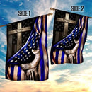 FLAGWIX The Thin Blue Line Christian Cross, America US Flag - 4th of July Decorations for Home, Garden, House Flag (29.5" x 39.5") - USA House Garden Flags Premium Polyester, Decorative Outdoor Flags by GreenHaven Gardens