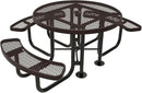 Heavy-Duty Portable Outdoor Picnic Table with Umbrella Hole, Expanded Metal Patio Dining Furniture Made in America (46" Round Top, Brown) by CozyNest Decor