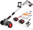 Electric Weed Wacker Cordless Eater Battery Powered, 21v Lightweight Weed Trimmer With 2 4.0Ah Battery Operated & Charger & Wheels & Shears, 3 In1 Grass Trimmer/Brush Cutter/Lawn Edger for Yard Garden by GreenHaven Gardens