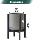 D'vine Dev Ceramic Planter with Ebony Stand - 10 Inch Modern Round Flower Pot with Wood Planter Holder, Grey, 55-B-L-3 by GreenHaven Gardens