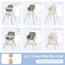 BABY JOY Baby High Chair, 3-in-1 Convertible Wooden Highchair for Babies & Toddlers, Infant Feeding Chair w/ 5-Point Safety Harness, Footrest, Adjustable Legs, Removable Tray & PU Cushion (Dark Gray) by TinyTreasures Baby Boutique