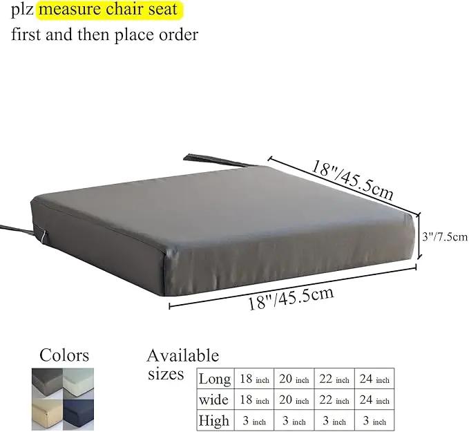 Patio Chair Cushions Non Slip Bottom Chair Pad with Ties Set of 2 Waterproof Square Outdoor Seat Cushion Replacement for Garden Swing Furniture 18x18 Inch, White, photo 2 of 6
