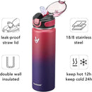 Enerbone 24 oz Insulated Water Bottle, Stainless Steel Bottle with Carrying Strap, Double-Wall Vacuum Insulation Design, Leakproof Sports Bottle with Straw, Keep Drinks Cold or Hot for Hours by CozyNest Decor