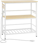 IBUYKE Kitchen Island with Storage, Bakers Rack with Power Outlet,Microwave Stand with Large Worktop,Rolling Bar Cart for Home, Outdoor, Kitchen,Light Wood TMJ029R by CozyNest Decor