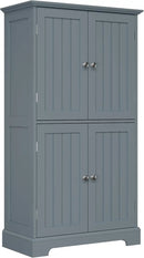 ChooChoo Bathroom Floor Cabinet, Modern Bathroom Storage Cabinet with 4 Doors and Adjustable Shelves, Freestanding Cupboard for Living Room, Grey by CozyNest Decor