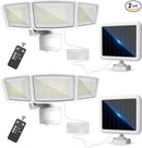 Energetic Solar Outdoor Lights, 1800LM 192 LED Security Motion Sensor Outdoor Lights with Remote Control, IP65 Waterproof Floodlight, 3 Head Motion Detected Spotlight for Garage, Pack of 2 (White) by GreenHaven Gardens