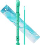 Soprano Recorder Instrument for Kids Beginners Student German Fingering C Key Recorder Instrument 3 Piece with Cleaning Rod and Bag Fingering Chart (bright green) by TinyTreasures Baby Boutique