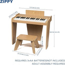 ZIPPY Kids Piano Keyboard, 37 Keys Digital Piano for Kids, Music Educational Instrument Toy, Wood Piano for 3+ Girls and Boys (Oak Basic) by TinyTreasures Baby Boutique