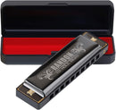 Randon Black Harmonica Key of C, 10 Holes Diatonic Harmonicas for Adults/Kids/Beginners, Blues Harmonica as Gift, with Case, Clean Cloth and Manual by TinyTreasures Baby Boutique