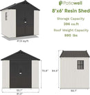 Patiowell 8 x 6 FT Plastic Outdoor Storage Shed with Floor, Resin Shed with Window and Lockable Door for Garden, Backyard, Tool Storage Use, Easy to Install in Beige (Kick-it Shed) by GreenHaven Gardens
