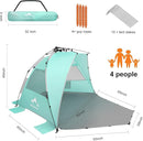 Oileus X-Large 4 Person Beach Tent Sun Shelter - Portable Sun Shade Instant Tent for Beach with Carrying Bag, Stakes, 6 Sand Pockets, Anti UV for Fishing Hiking Camping, Waterproof, Light Green by TinyTreasures Baby Boutique