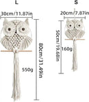 Owl Macrame Wall Hanging-Hand Woven Boho Tapestry-Macrame Wall Decor -Owl Decor for Bedroom, Living Room, Nursery (Beige-Large) by CozyNest Decor