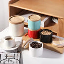 Sweejar Kitchen Canisters Ceramic Food Storage Jar, Stackable Containers with Airtight Seal Wooden Lid for Serving Ground Coffee, Tea, Sugar, Spice and More - 5 Fl Oz(Turquoise) by CozyNest Decor