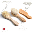 Premium Baby Hair Brush Set – Natural Goat Hair & Bamboo Bristle Brushes, Beechwood Comb, Cotton Pouch – Gentle Scalp Care for Newborns & Toddlers, Gift-Ready & Eco-Friendly by TinyTreasures Baby Boutique