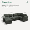 HONBAY U-Shaped Corduroy Sectional Couch with 6 Seaters Modular Sectional Sofa with Storage Sectional Couches for Living Room, Green by CozyNest Decor